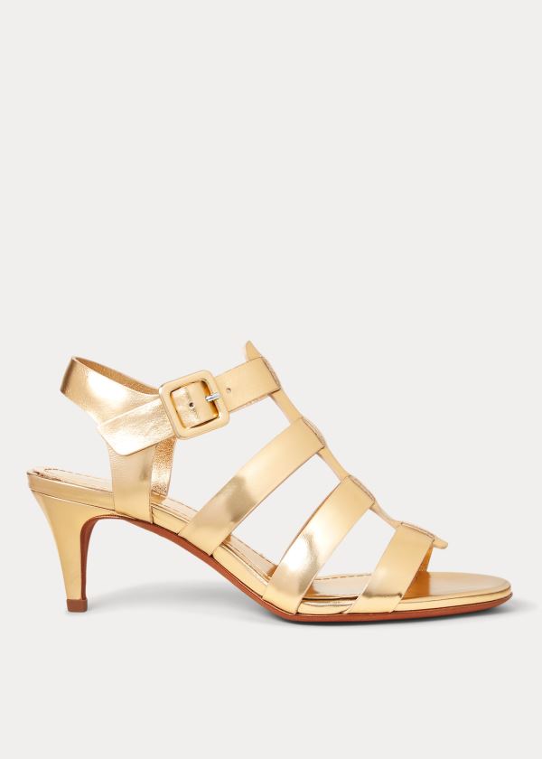 Women's Polo Ralph Lauren Metallic Leather Sandals | 723980PET